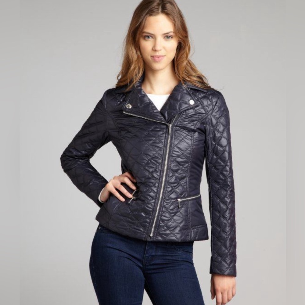 Laundry by Shelli Segal Black Quilted Puffer Moto Winter Jacket - Size XS